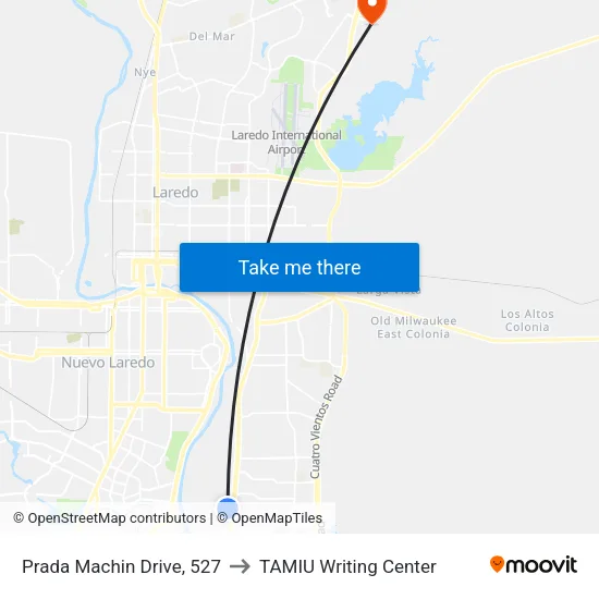 Prada Machin Drive, 527 to TAMIU Writing Center map