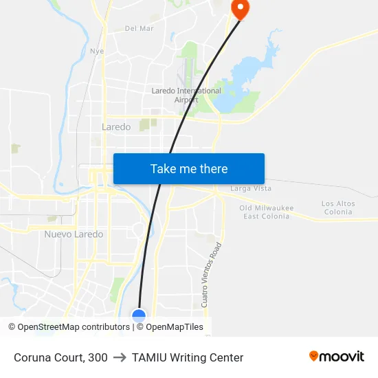 Coruna Court, 300 to TAMIU Writing Center map