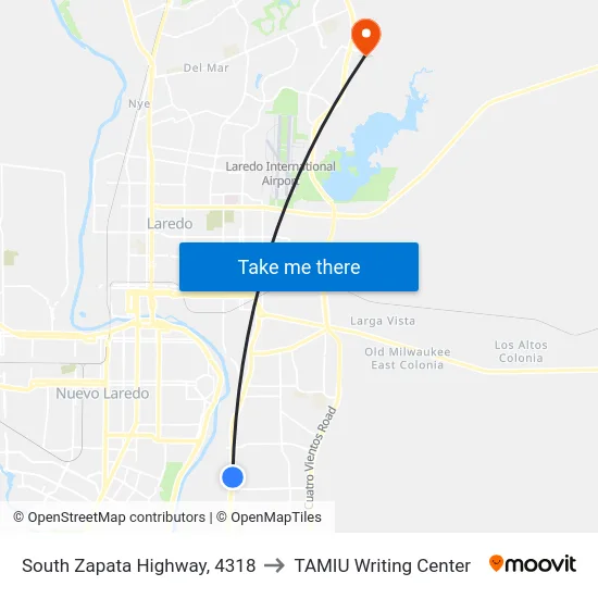 South Zapata Highway, 4318 to TAMIU Writing Center map