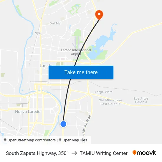 South Zapata Highway, 3501 to TAMIU Writing Center map
