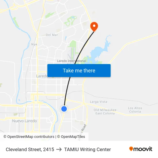 Cleveland Street, 2415 to TAMIU Writing Center map