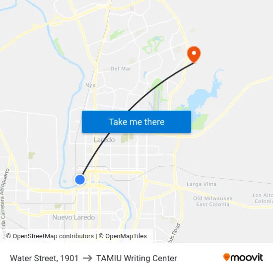 Water Street, 1901 to TAMIU Writing Center map