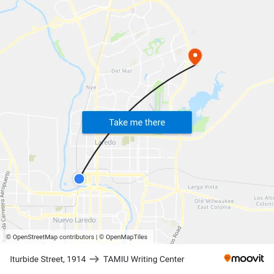 Iturbide Street, 1914 to TAMIU Writing Center map