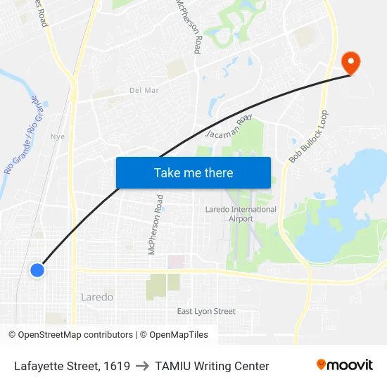 Lafayette Street, 1619 to TAMIU Writing Center map