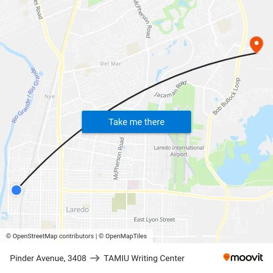 Pinder Avenue, 3408 to TAMIU Writing Center map