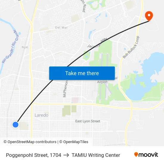 Poggenpohl Street, 1704 to TAMIU Writing Center map