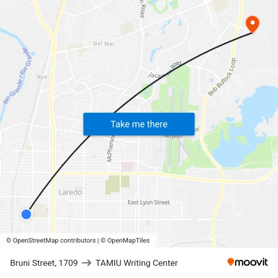 Bruni Street, 1709 to TAMIU Writing Center map