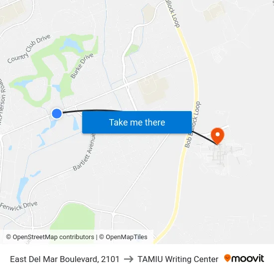 East Del Mar Boulevard, 2101 to TAMIU Writing Center map