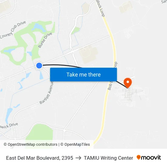 East Del Mar Boulevard, 2395 to TAMIU Writing Center map