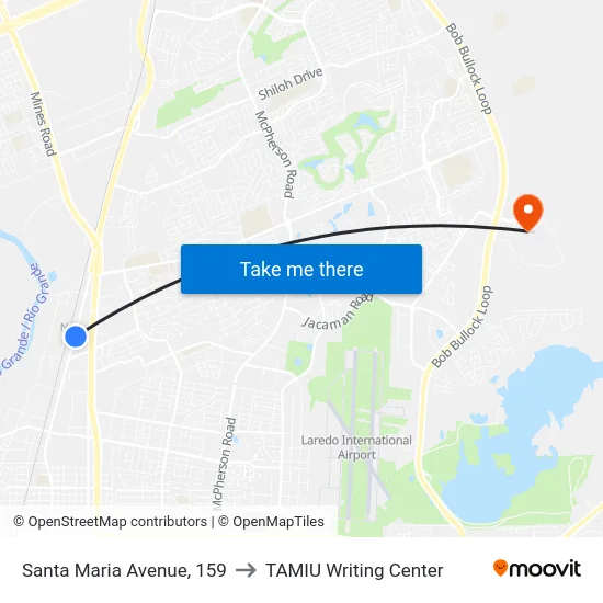 Santa Maria Avenue, 159 to TAMIU Writing Center map