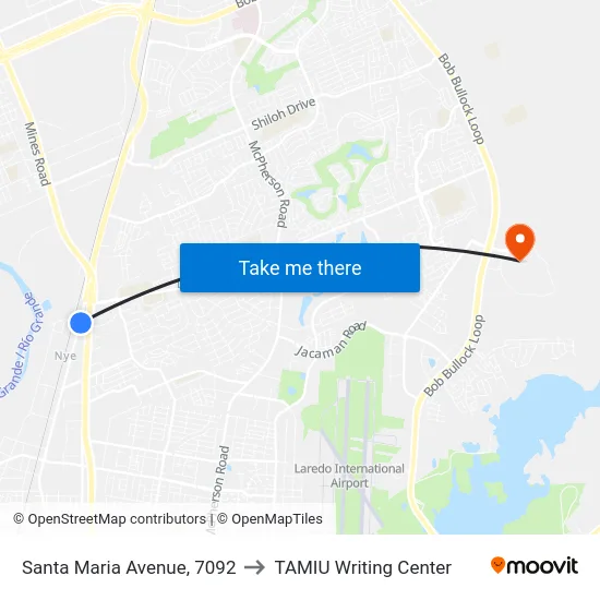 Santa Maria Avenue, 7092 to TAMIU Writing Center map