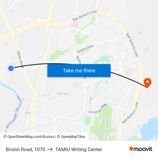 Bristol Road, 1070 to TAMIU Writing Center map