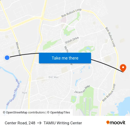 Center Road, 248 to TAMIU Writing Center map