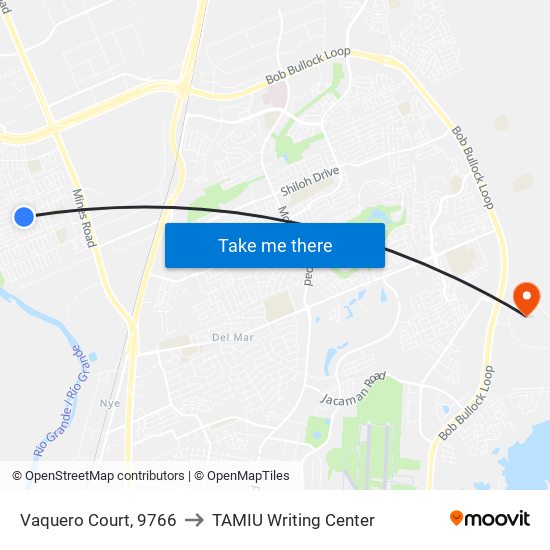 Vaquero Court, 9766 to TAMIU Writing Center map