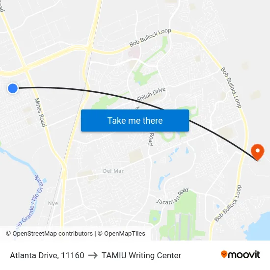 Atlanta Drive, 11160 to TAMIU Writing Center map