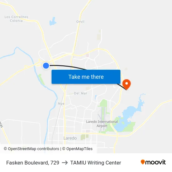 Fasken Boulevard, 729 to TAMIU Writing Center map