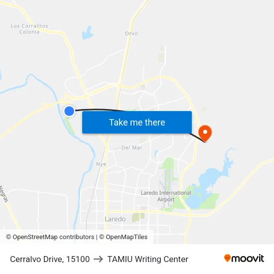 Cerralvo Drive, 15100 to TAMIU Writing Center map