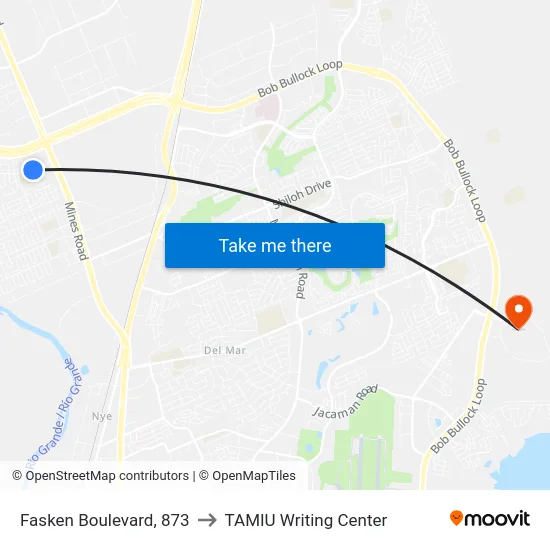 Fasken Boulevard, 873 to TAMIU Writing Center map