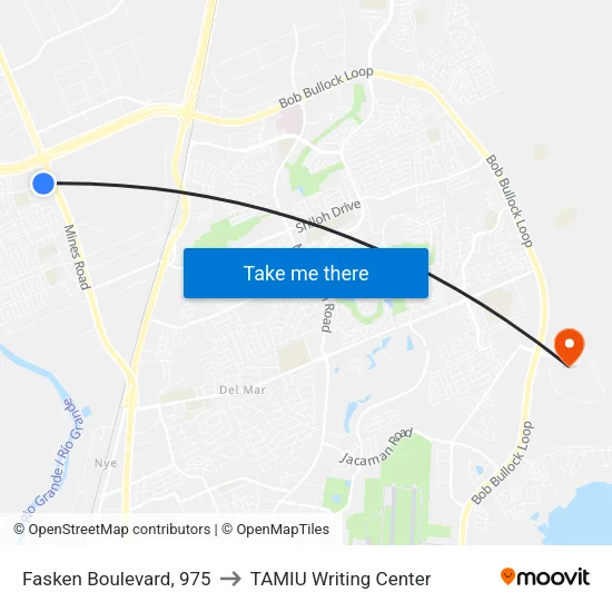 Fasken Boulevard, 975 to TAMIU Writing Center map