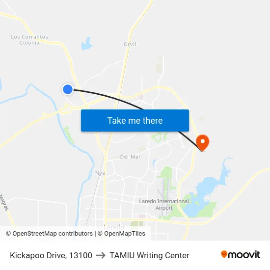 Kickapoo Drive, 13100 to TAMIU Writing Center map