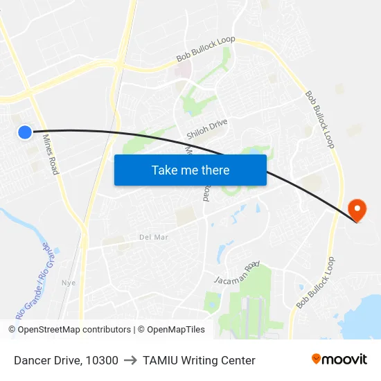 Dancer Drive, 10300 to TAMIU Writing Center map