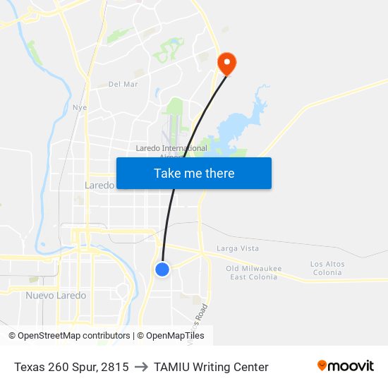 Texas 260 Spur, 2815 to TAMIU Writing Center map