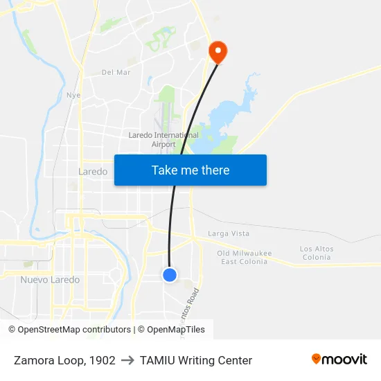 Zamora Loop, 1902 to TAMIU Writing Center map