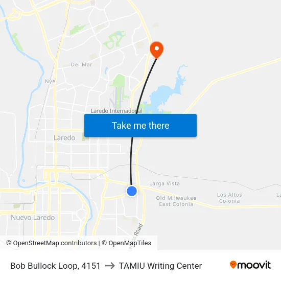Bob Bullock Loop, 4151 to TAMIU Writing Center map