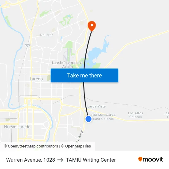 Warren Avenue, 1028 to TAMIU Writing Center map