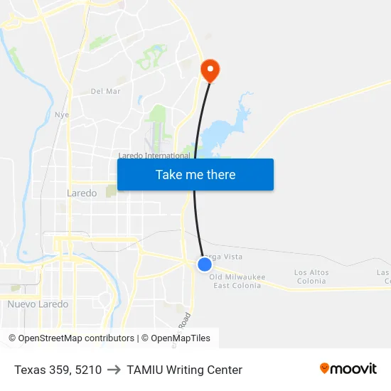 Texas 359, 5210 to TAMIU Writing Center map