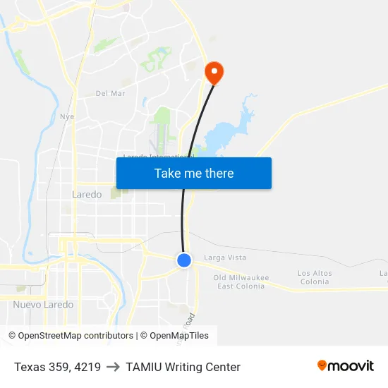 Texas 359, 4219 to TAMIU Writing Center map