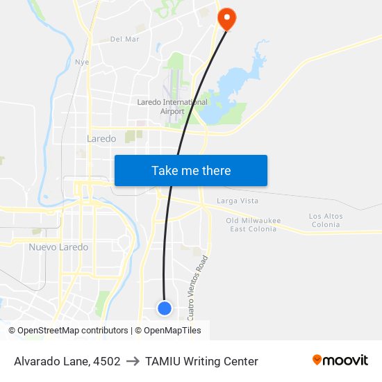 Alvarado Lane, 4502 to TAMIU Writing Center map