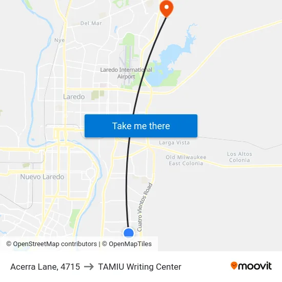 Acerra Lane, 4715 to TAMIU Writing Center map