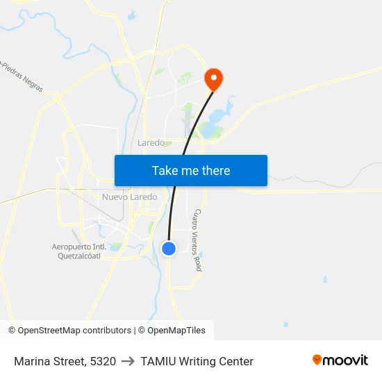 Marina Street, 5320 to TAMIU Writing Center map