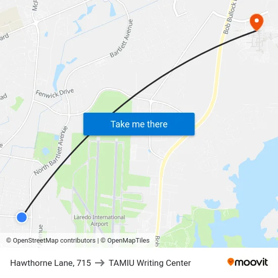 Hawthorne Lane, 715 to TAMIU Writing Center map