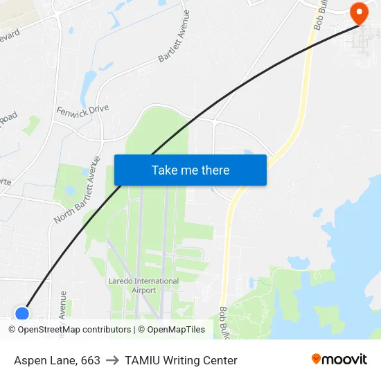 Aspen Lane, 663 to TAMIU Writing Center map