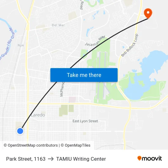 Park Street, 1163 to TAMIU Writing Center map
