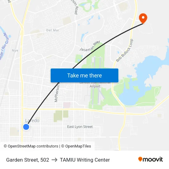 Garden Street, 502 to TAMIU Writing Center map