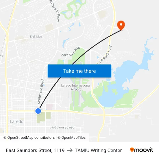 East Saunders Street, 1119 to TAMIU Writing Center map