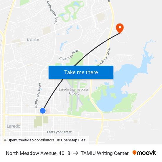 North Meadow Avenue, 4018 to TAMIU Writing Center map