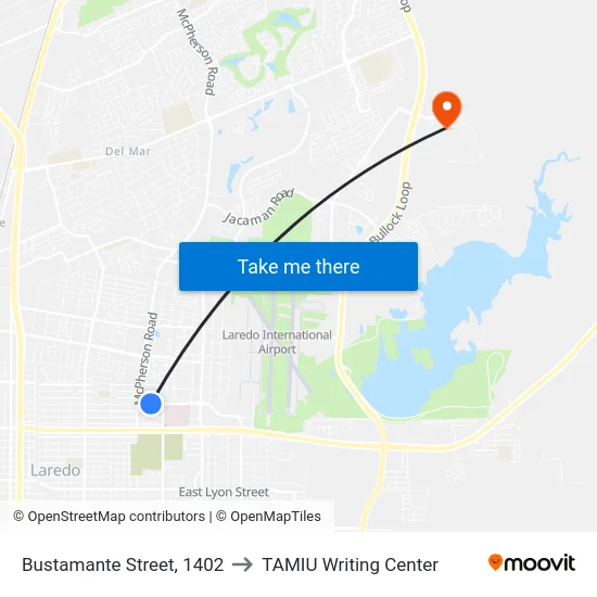 Bustamante Street, 1402 to TAMIU Writing Center map
