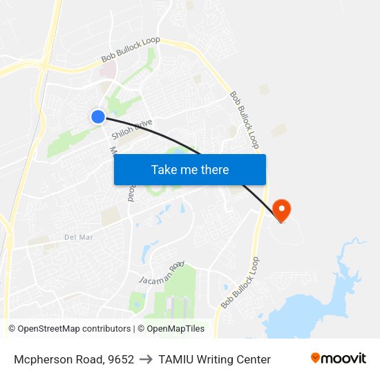 Mcpherson Road, 9652 to TAMIU Writing Center map