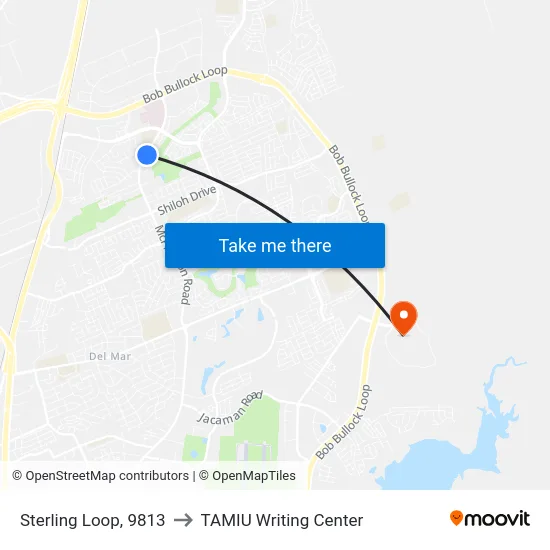 Sterling Loop, 9813 to TAMIU Writing Center map