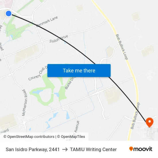 San Isidro Parkway, 2441 to TAMIU Writing Center map