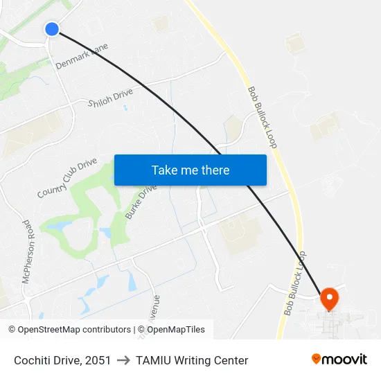 Cochiti Drive, 2051 to TAMIU Writing Center map
