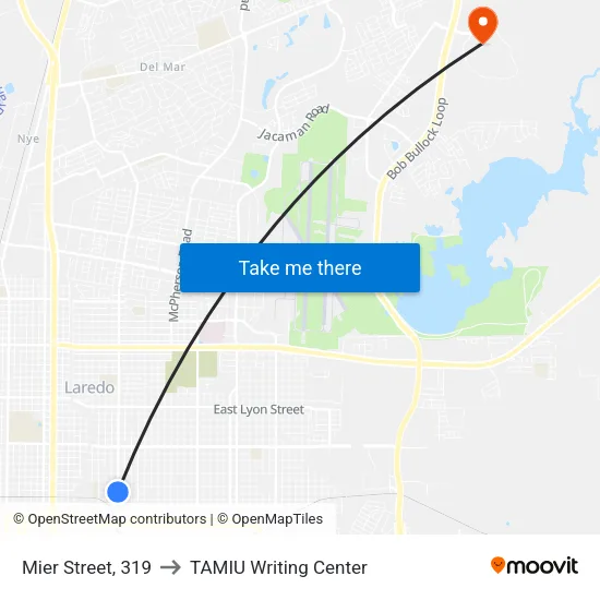 Mier Street, 319 to TAMIU Writing Center map