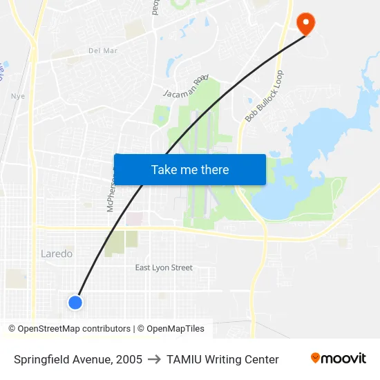 Springfield Avenue, 2005 to TAMIU Writing Center map