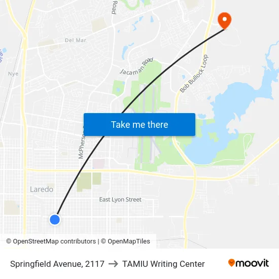 Springfield Avenue, 2117 to TAMIU Writing Center map