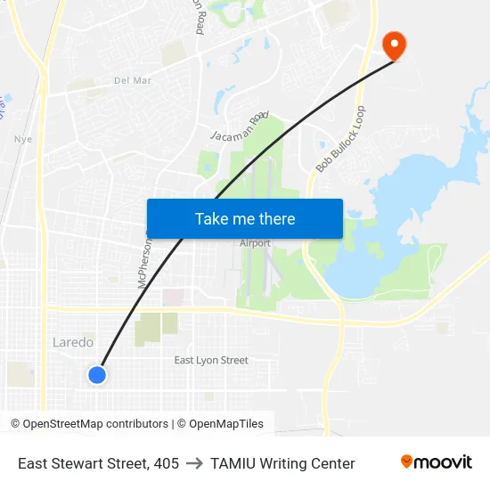 East Stewart Street, 405 to TAMIU Writing Center map