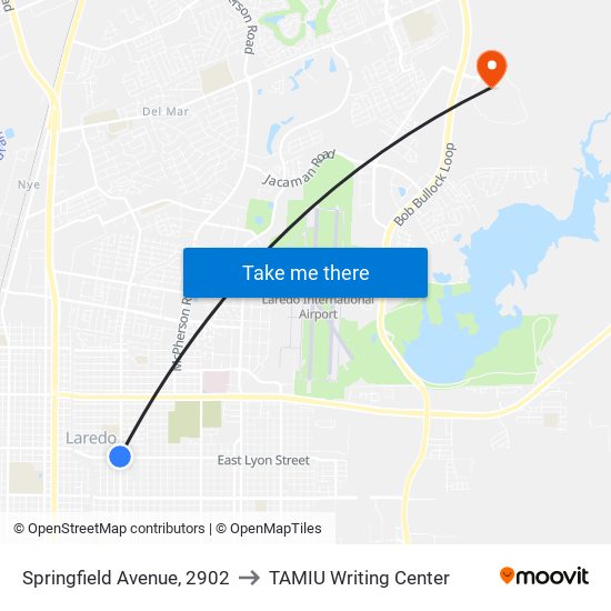 Springfield Avenue, 2902 to TAMIU Writing Center map